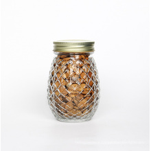 Vanjoin 250ML Customize Logo Quilted Taper Glass Honey Jam Jar Transparent Refill Canning Jars with Metal lids